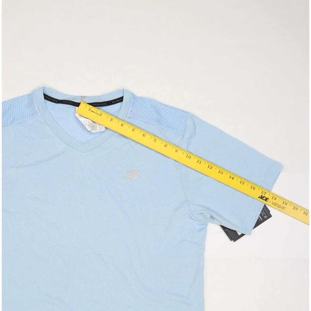 New Balance Shirt Mens Large Blue Athletic 5K REV SS Recycled Polyester Running - Picture 3 of 12